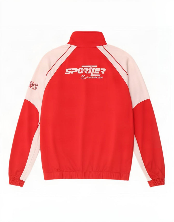 Asics Mens Graphic Tracksuit Top Jaqueta Médio Vermelho Colourblock Poliéster