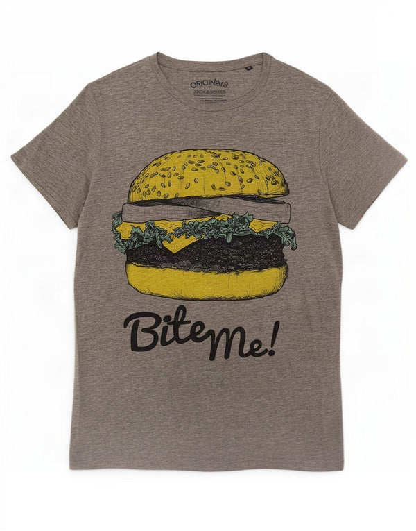 Camiseta gráfica masculina Jack & Jones Top cinza médio algodão