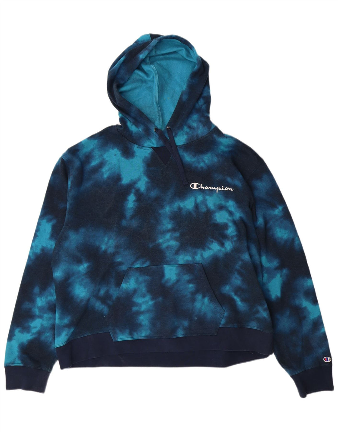 CHAMPION Suéter feminino com capuz UK 20 2XL azul tie-dye algodão