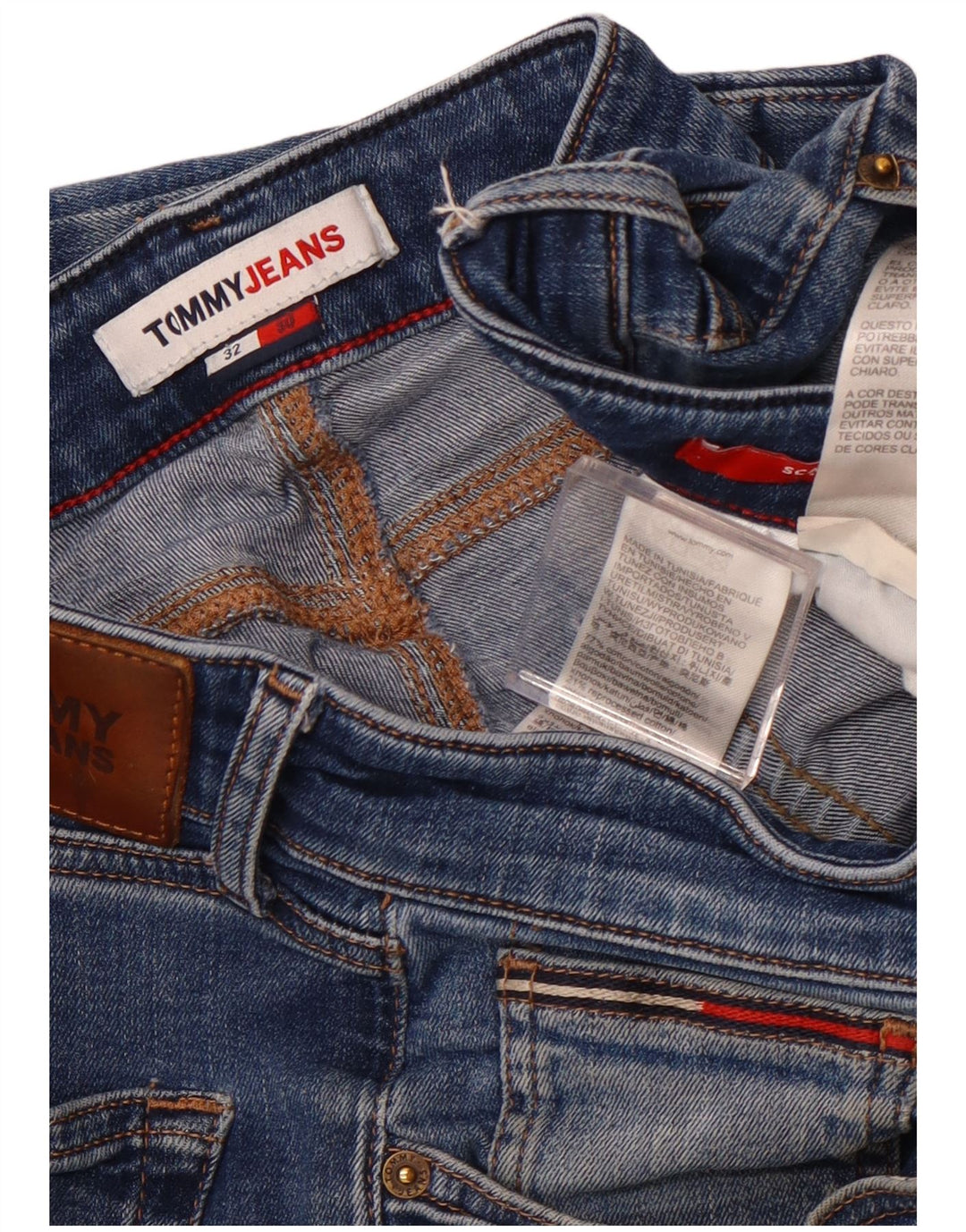 Jeans retos femininos TOMMY HILFIGER W32 L27 algodão azul