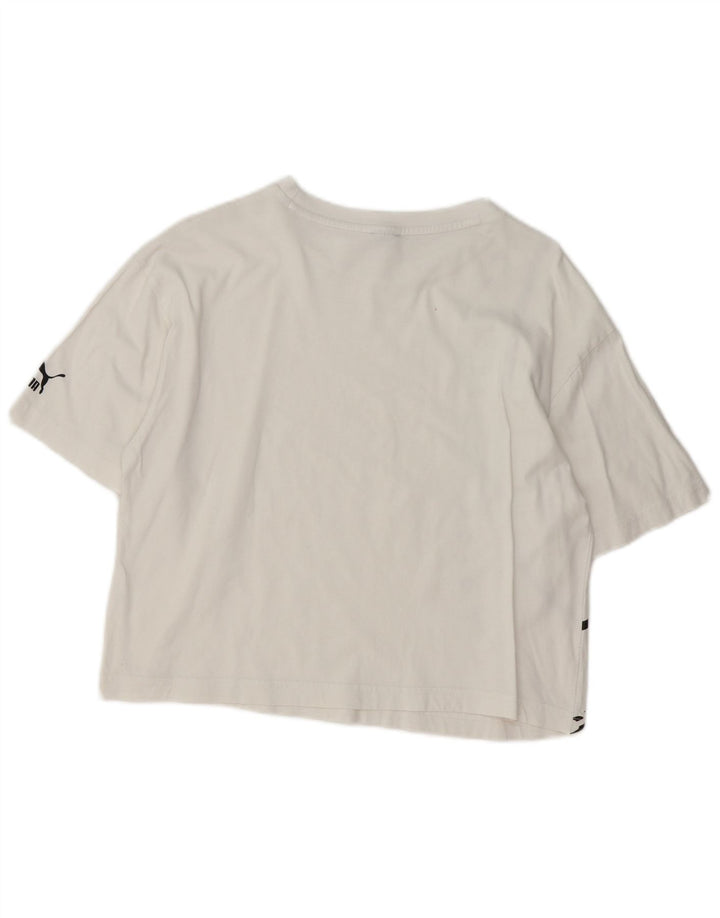 Camiseta feminina Puma Crop Graphic Top UK 10 Pequena Branca