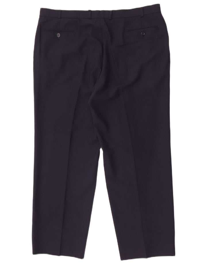 Calça masculina de terno cônico Marks & Spencer W40 L29 poliéster azul marinho