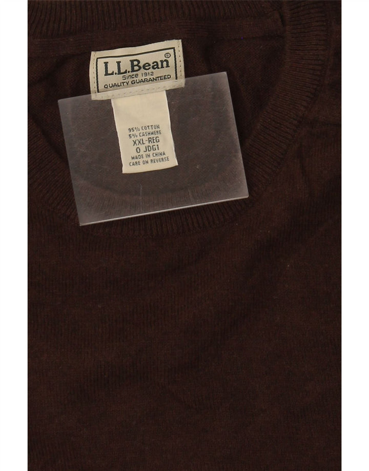 L.L.Bean Suéter masculino com gola redonda 2XL algodão marrom