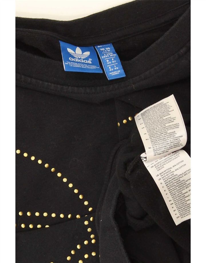 Adidas feminino gráfico moletom jumper reino unido 14 médio algodão preto