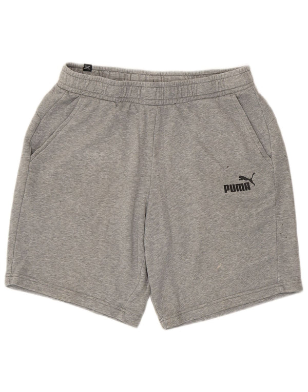 Shorts esportivos masculinos Puma grande algodão manchado cinza