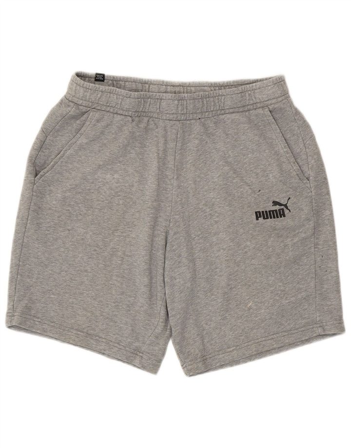 Shorts esportivos masculinos Puma grande algodão manchado cinza