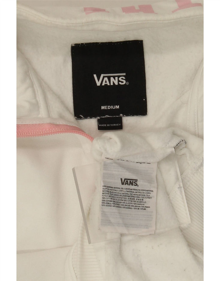 VANS Mens Graphic Zip Neck Moletom Jumper Médio Algodão Branco