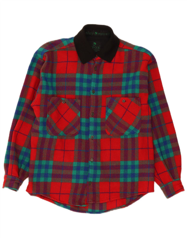 Camisa masculina de flanela Tipo'S pequena vermelha xadrez de lã