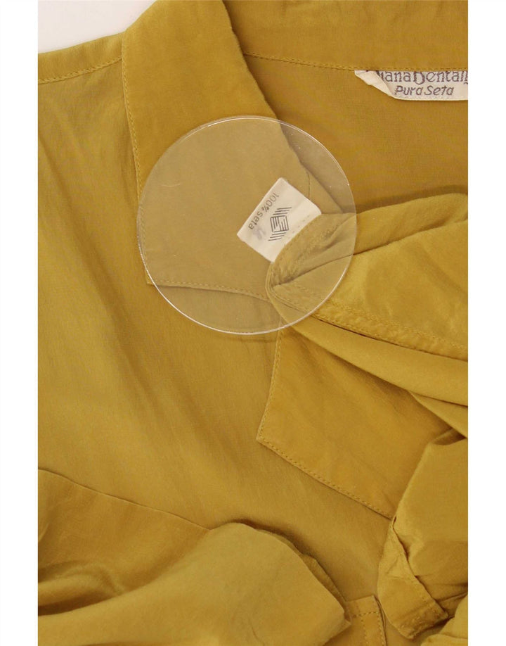 Vestido feminino Shift de Diana Bentall IT 50 XL seda amarela