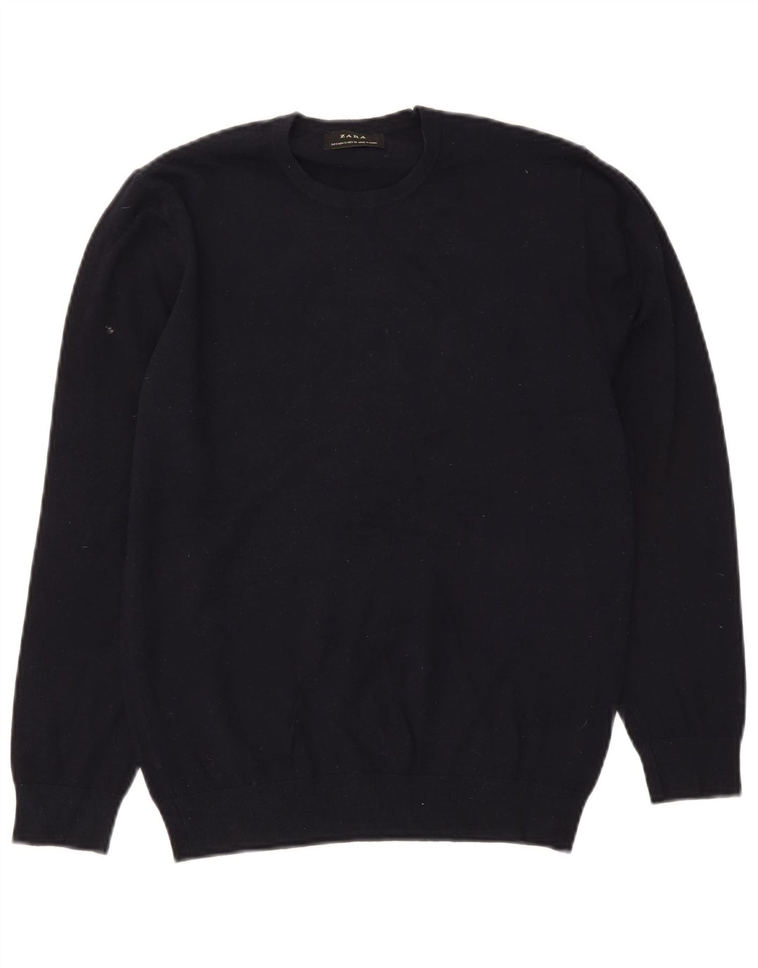Zara Suéter masculino com gola redonda pequeno azul marinho