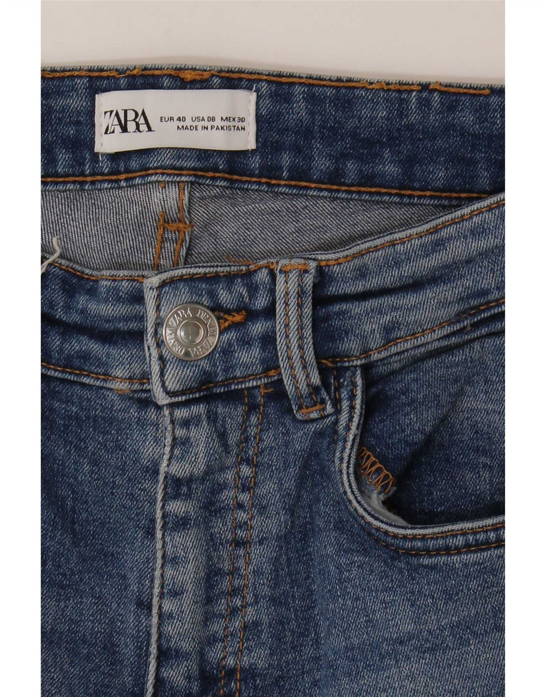 Zara Calça Jeans Feminina Flared EU 40 Médio W30 L26 Azul