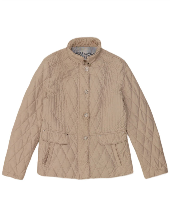 Jaqueta acolchoada feminina GERRY WEBER UK 14 grande bege