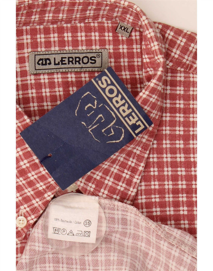 Camisa masculina de flanela Lerros 2XL algodão xadrez vermelho