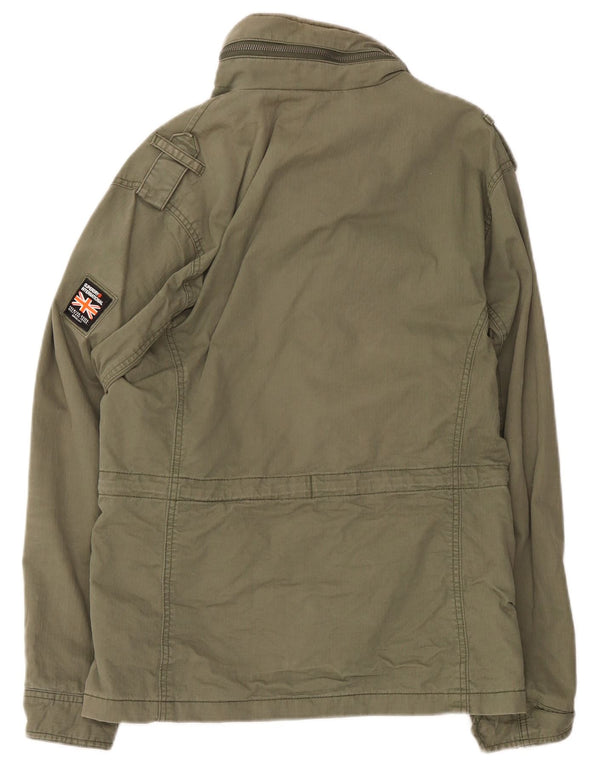 Jaqueta militar com capuz masculina Superdry UK 38 algodão cáqui médio