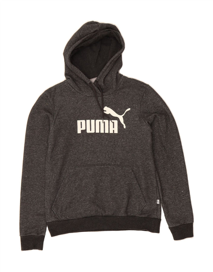 PUMA Womens Graphic Hoodie Jumper UK 12 Medium  Grey Cotton Vintage Puma and Second-Hand Puma from Messina Hembry 