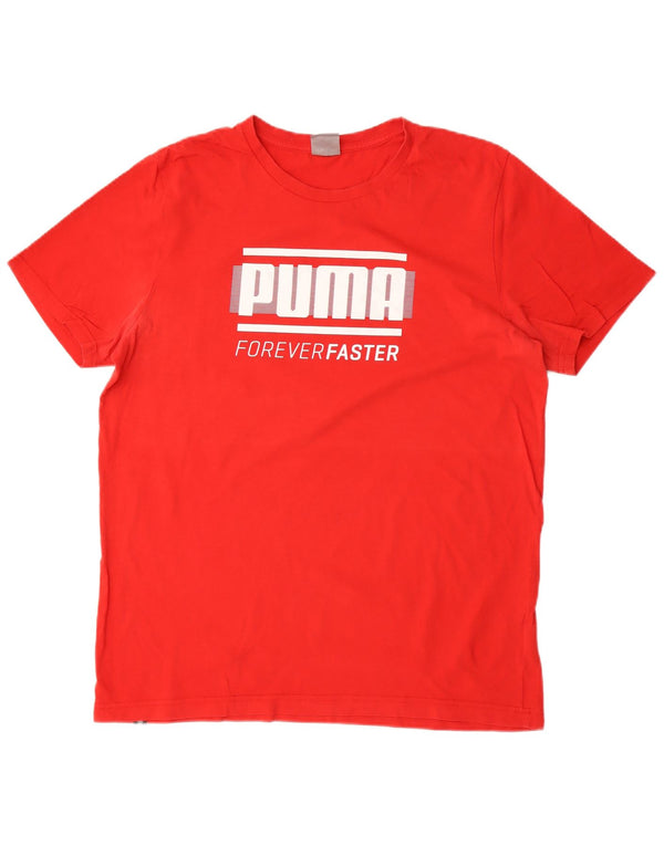 Puma Mens Graphic T-Shirt Top Grande Algodão Vermelho