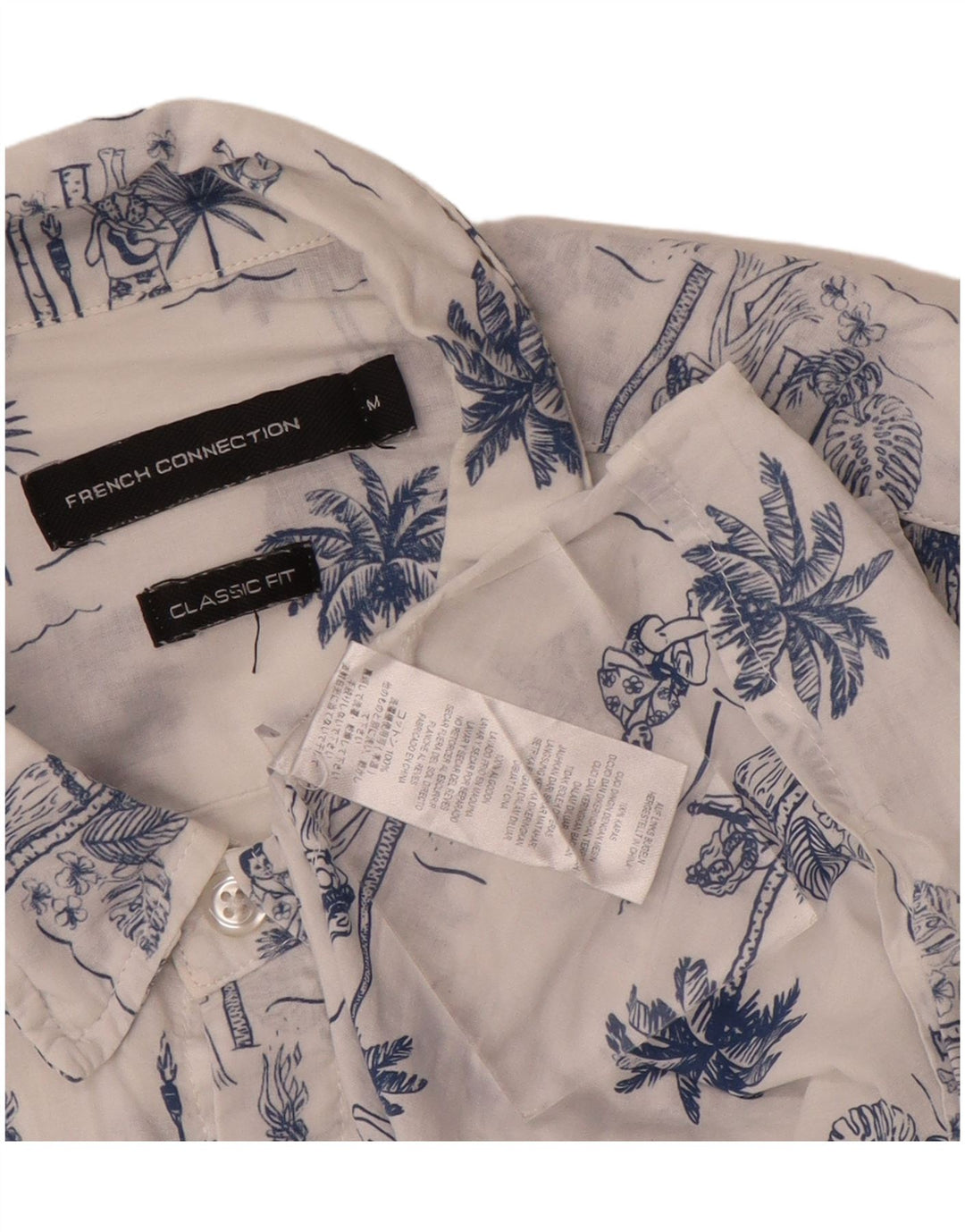 Camisa masculina com ajuste clássico gráfico French Connection algodão branco médio