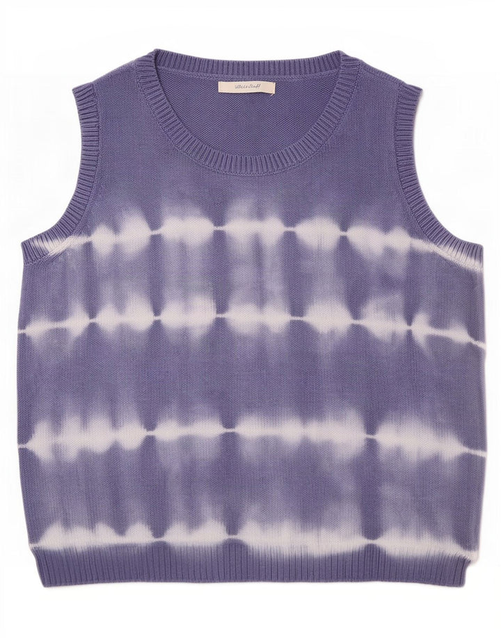 Regata feminina com colete branco material UK 10 pequeno algodão azul tie-dye