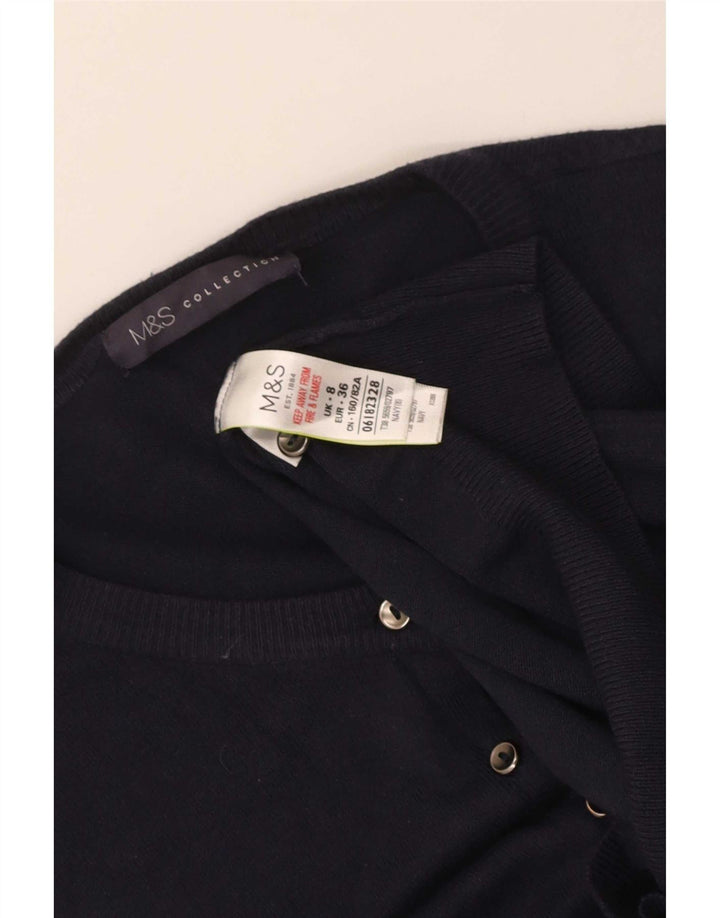Suéter cardigã feminino Marks & Spencer UK 8 pequeno azul marinho viscose