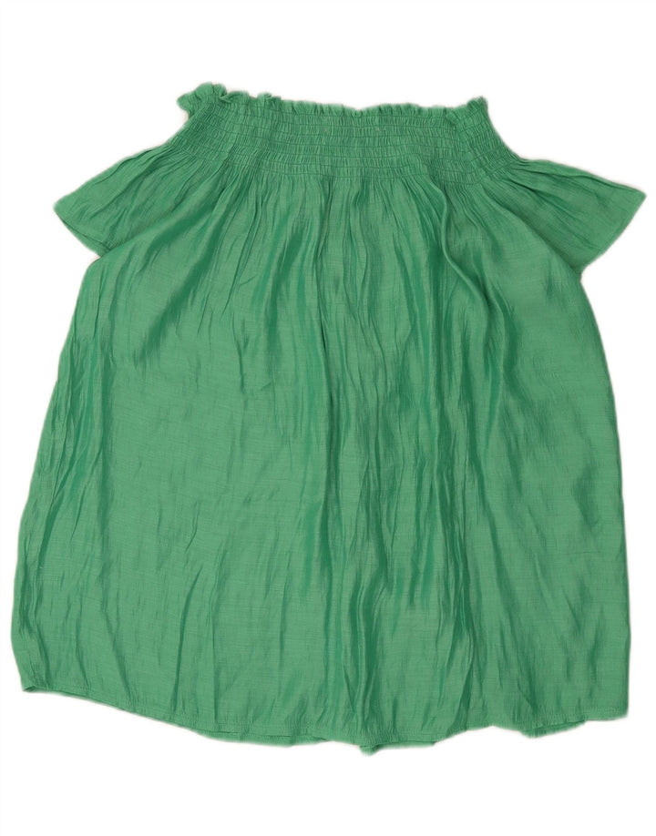 Blusa feminina Zara com ombros de fora, Reino Unido 14, verde médio