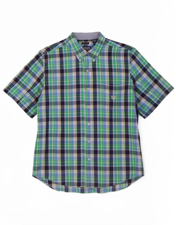 Camisa masculina de manga curta Chaps XL verde xadrez algodão