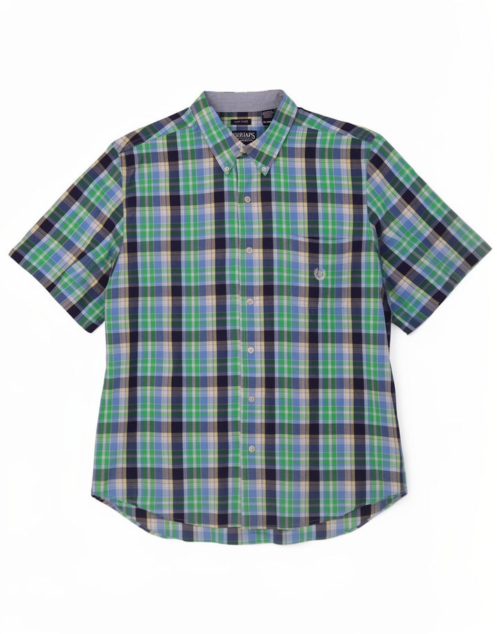 Camisa masculina de manga curta Chaps XL verde xadrez algodão