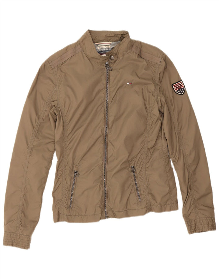 Jaqueta de chuva feminina Tommy Hilfiger UK 10 pequena bege nylon