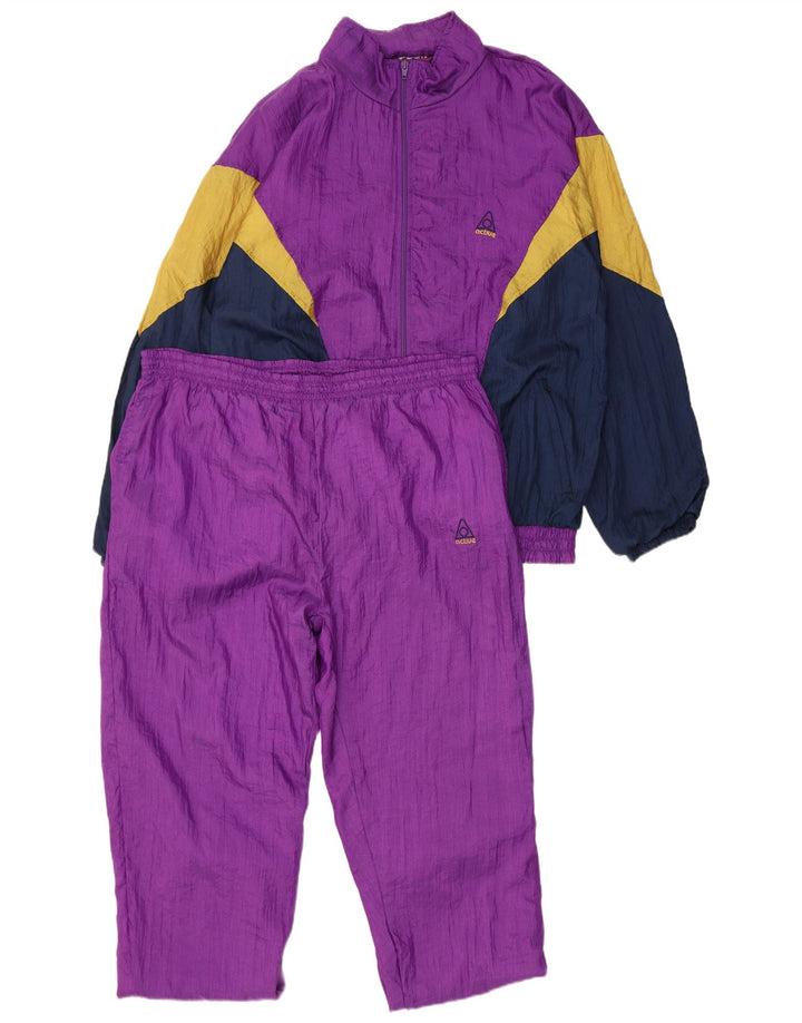 Active Mens Loose Fit Full Tracksuit Roxo Médio Colourblock Poliamida