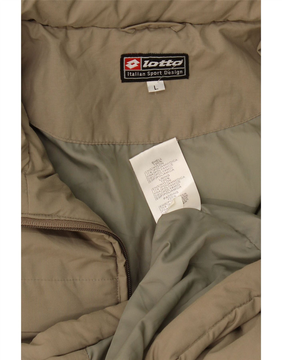 Jaqueta acolchoada masculina Lotto UK 40 grande nylon cáqui