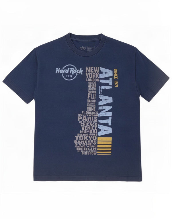 Camiseta gráfica Hard Rock Cafe Boys Atlanta Top 15-16 anos XL algodão azul