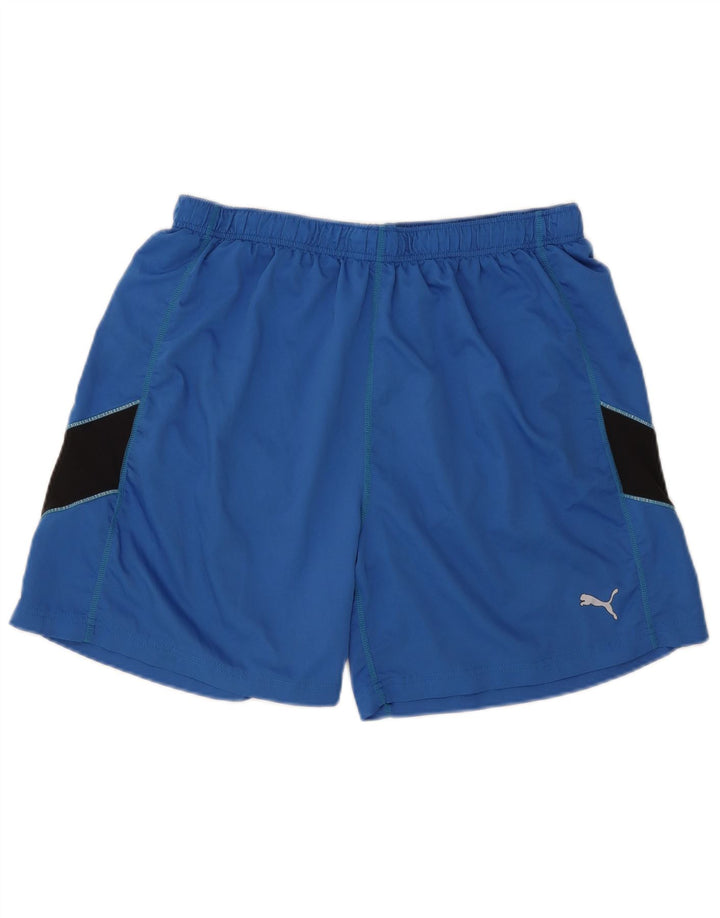 Shorts esportivos masculinos Puma XL azul colorblock poliéster