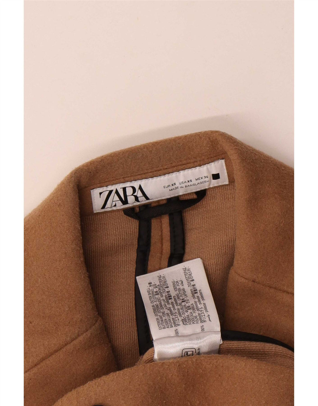 Sobretudo oversized masculino Zara UK 34 XS poliéster bege