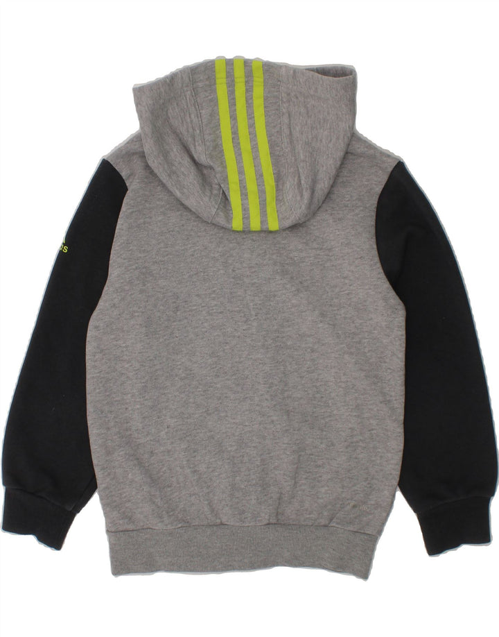 ADIDAS Boys Climalite Zip Hoodie Sweater 7-8 Years Grey Colourblock Vintage Adidas and Second-Hand Adidas from Messina Hembry 