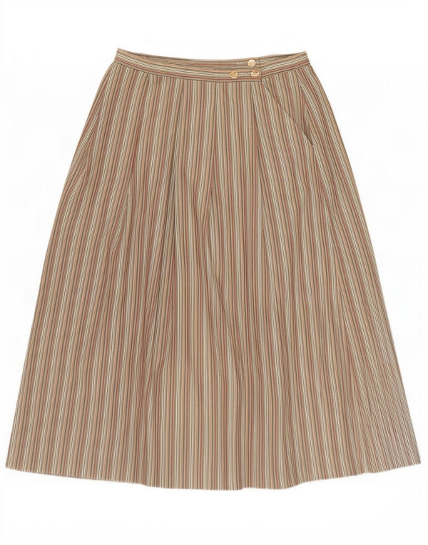 Saia midi feminina Country Collection Reino Unido 18 XL W34 risca de giz cáqui