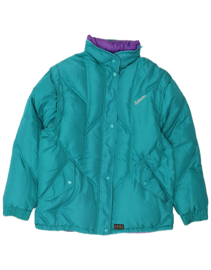 Jaqueta acolchoada reversível com capuz feminino Dolomite UK 16 grande poliéster azul
