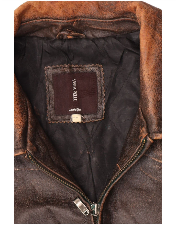 Jaqueta de couro masculina Conbipel IT 52 XL couro marrom