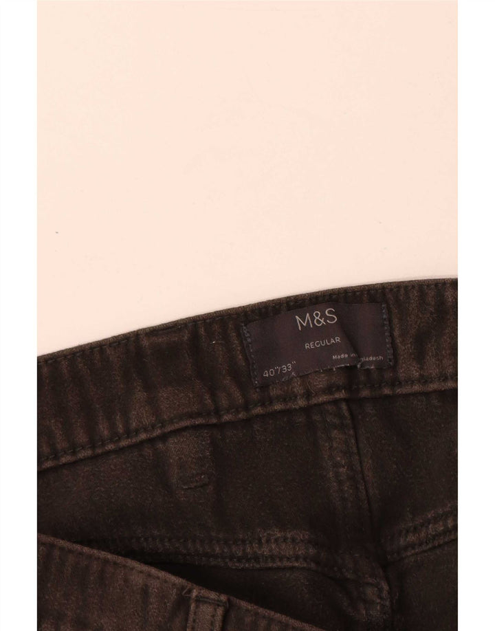 Calça casual masculina Marks & Spencer regular W40 L33 algodão cinza