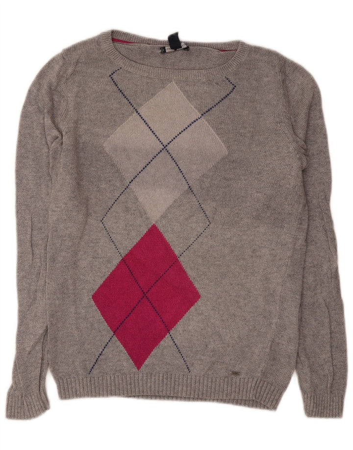 Tommy Hilfiger Suéter feminino com gola canoa e gola alta, Reino Unido 14, médio, cinza