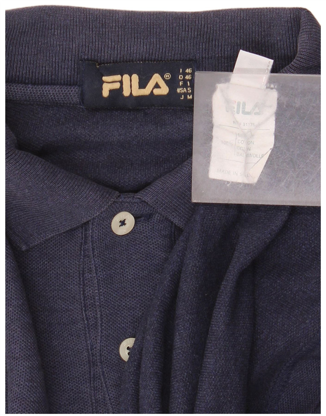 Camisa polo masculina Fila IT 46 pequena algodão azul marinho