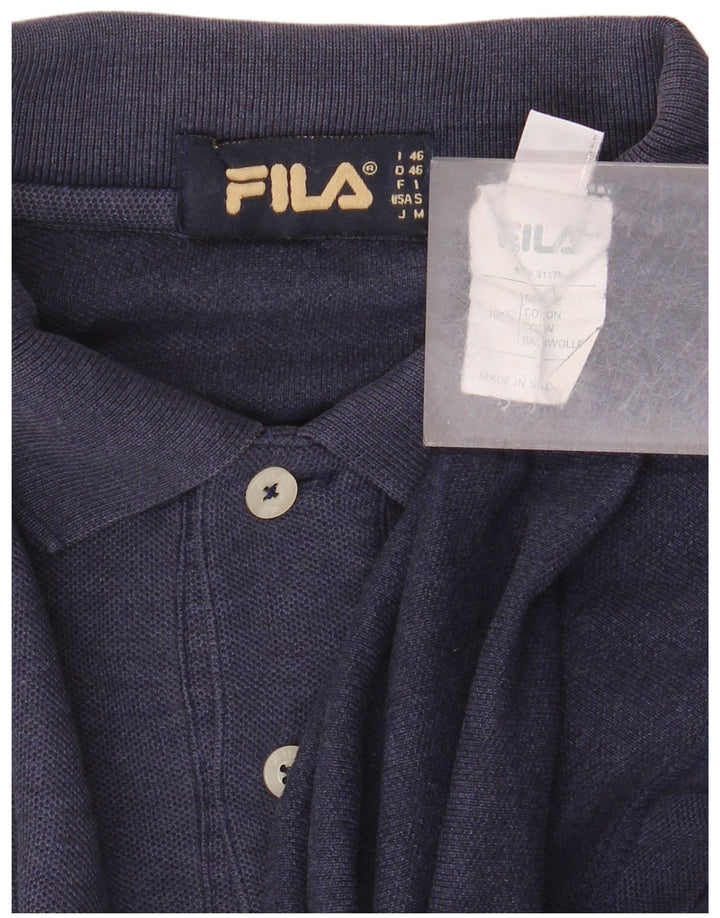 Camisa polo masculina Fila IT 46 pequena algodão azul marinho