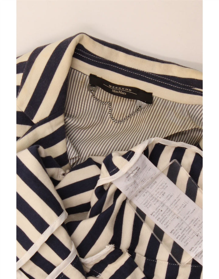 Jaqueta blazer feminina de fim de semana com 2 botões MAX MARA Reino Unido 6 XS azul marinho listrado