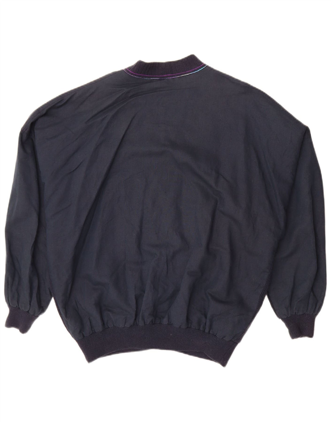 Jaqueta bomber masculina vintage IT 50 grande algodão geométrico azul marinho