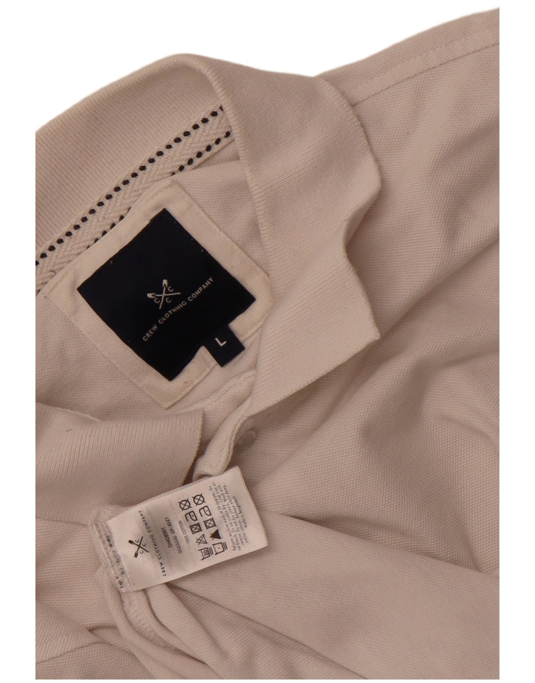 CREW CLOTHING Camisa polo masculina grande algodão branco