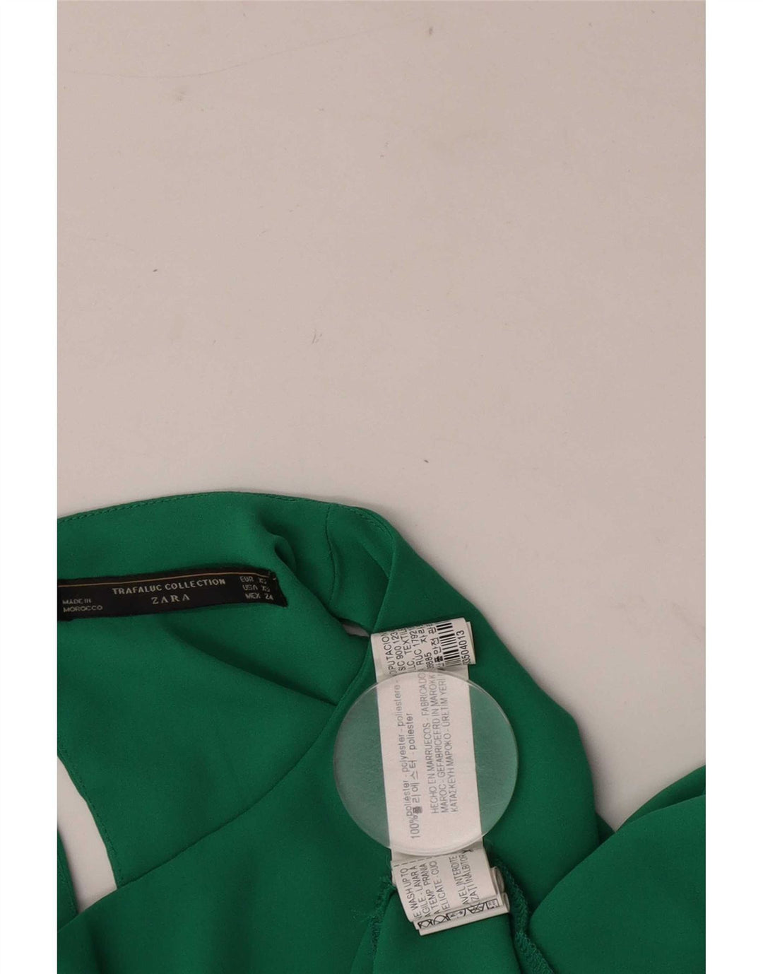 Blusa feminina sem mangas Zara Top UK 6 XS verde poliéster