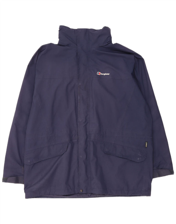 Jaqueta de chuva masculina Berghaus com capuz UK 44 2XL poliéster azul marinho