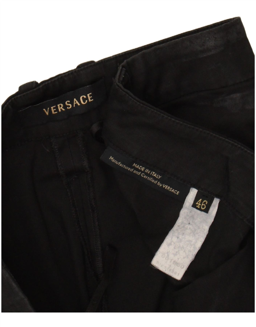 Calça capri reta feminina VERSACE IT 46 grande W30 L20 preta