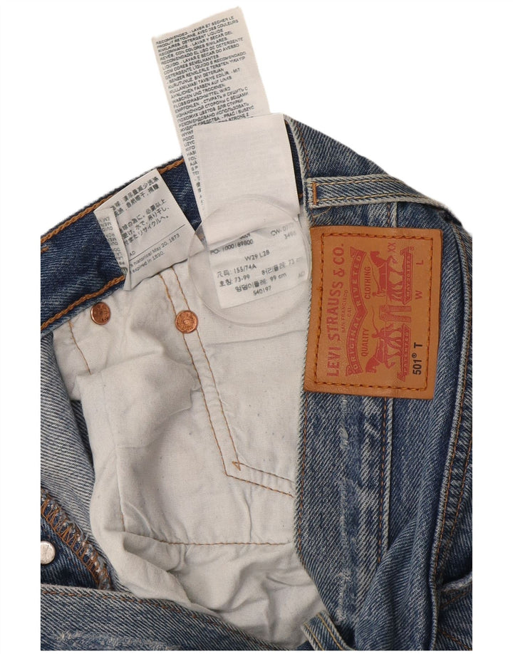 Calça Jeans Levis Feminina 501 Distressed Straight W29 L28 Azul Algodão