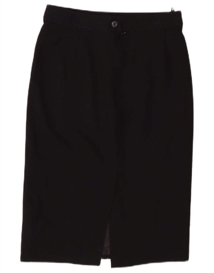 Saia lápis feminina Marks & Spencer UK 10 pequena W28 poliéster preto