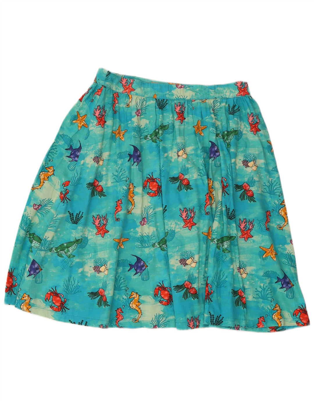 Lindy bop saia feminina com padrão abstrato alargado Reino Unido 12 médio W30 algodão azul