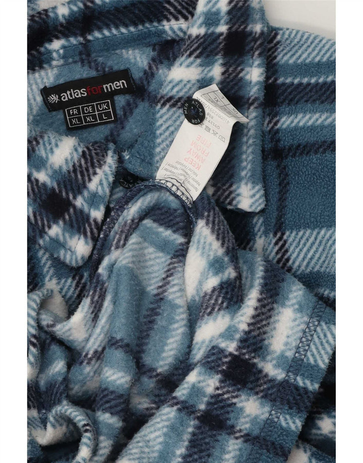 Atlas For Men Camisa masculina de lã grande poliéster azul